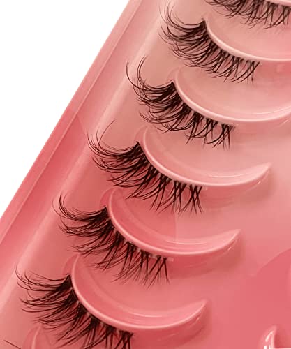 4. Bild von HICOCU Halbe Falsche Wimpern 10 Paare Falsche Wimpern Russian Strip Lashes D/DD Curl Flauschige Nerzwimpern Natural Eye Lashes Pack Wiederverwendbare gefälschte Wimpernverlängerung (DB25)