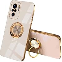 Custodia Elegante Per Xiaomi Redmi Note 10 4G/10S/POCO M5s - Con Anello Cavalletto Magnetico, Bordo Oro Galvanico, TPU Antiurto, Verde Scuro
