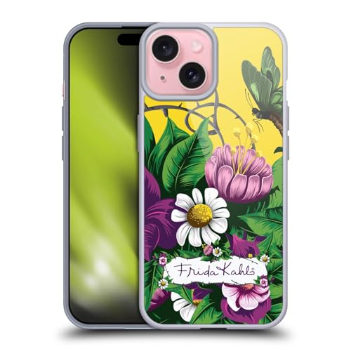 Head Case Designs Licenciado Oficialmente Frida Kahlo Mariposa Florales púrpuras Caso Funda de Gel Suave Compatible con Apple iPhone 15