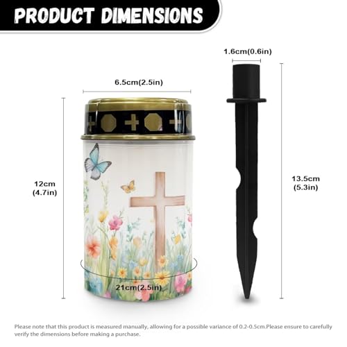 Image of Poceacles Cross Solar Powered Memorial Light for Cemetery - Waterproof Landscape Outdoor Light for Yard, Patio, Lawn, Home Decor - Cross Butterfly Floral Design