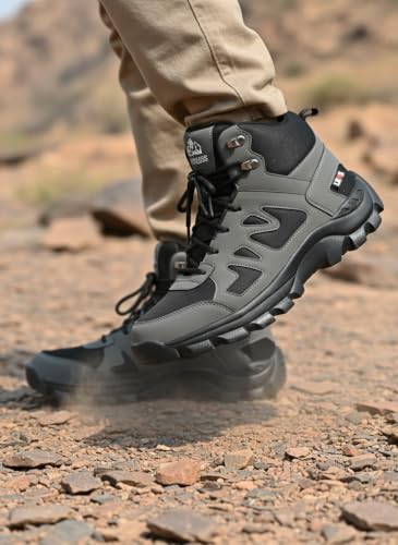 Image of Leo's Fitness Waterproof Canvas High Ankle Boots for Trekking Hiking & Other Casual Purpose