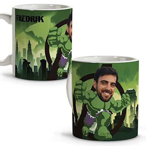 LolaPix Taza Hulk. Personalizada con Foto y Nombre. Taza
