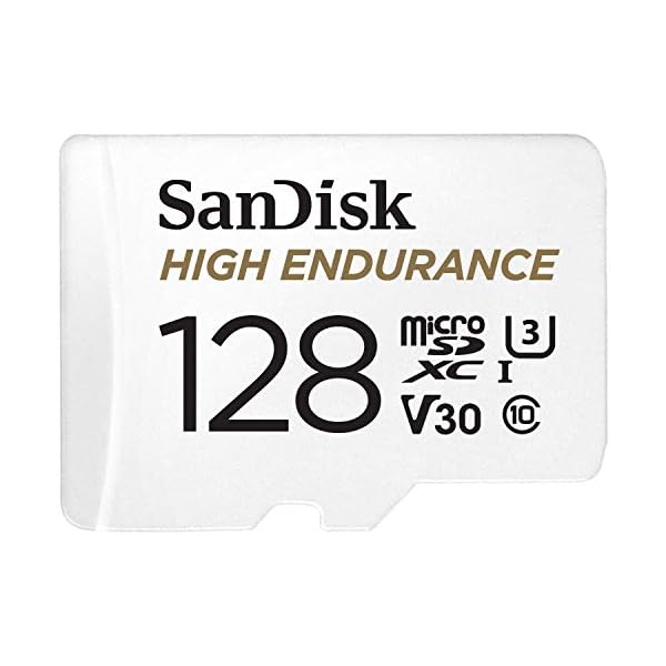 SanDisk 128GB High Endurance Video MicroSDXC Card with Adapter for Dash Cam and Home Monitoring systems - C10, U3, V30, 4K UHD, Micro SD Card - SDSQQNR-128G-GN6IA