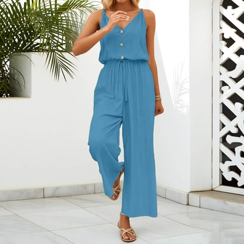 Mono de mujer monocolor estilo playero con diseño de pierna ancha 3