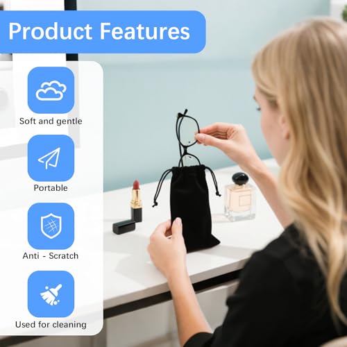 Image of Microfiber Glasses Pouch(30, 60Pack), Soft Sunglasses Bag Pouches Bulk with Drawstrings Eyeglass Case Cloth Sleeve