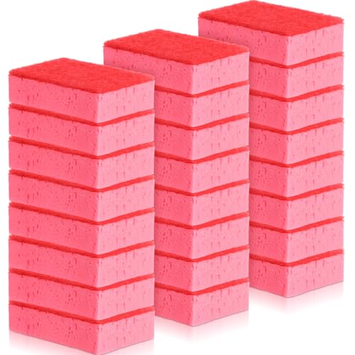 Image of Tioncy 24 Pcs Pink Kitchen Sponge Non-Scratch Scrub Washing Dishes Sponge Bulk Multi Use Dual Sided Scrub for Kitchen Bathroom, Household Cleaning