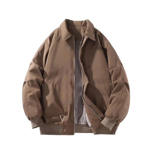 DBFBDTU Men's Fleece-Lined Thickened Lapel Jacket High Street Cold Weather