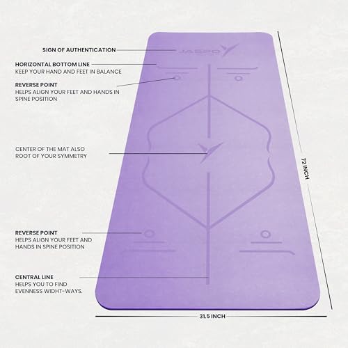Image of JASPO Ease Yoga Mat 6mm Extra Wide with Carry Strap & Bag, Non-Slip Anti-Skid Exercise Mat, Non-Toxic Latex-Free, Lightweight & Tear-Resistant Workout Mat for Yoga, Pilates, Meditation & Home Gym (6ft X 2.62ft) (Purple)