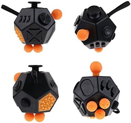 Capsloc Fidget Cube Dodecagon 12 Sided - Fidget Toy Relieves Stress and Anxiety for Children and Adults Anxiety Attention Click Toy - Black