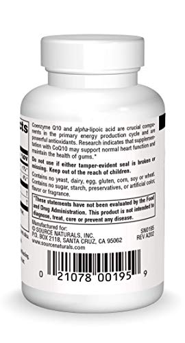 Source Naturals Coenzyme Q10, Lipoic Acid - Antioxidant Protection, Dietary Supplement That Supports Heart Health & Healthy Gums - 30 Capsules #TOP1