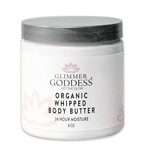 Glimmer Goddess Mantequilla corporal orgánica natural, hecha a mano con ingredientes naturales, manteca de karité, aceite de almendras, aceite de coco y manteca de cacao, hidratante corporal, lavanda