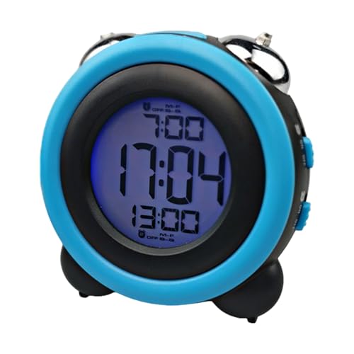 �ڊo�܂����v �剹�� �f�W�^�� �x�� �_�u���A���[�� �X�k�[�Y�@�\ LED �o�b�N���C�g 2�� LCD �f�B�X�v���[ �d�r�� ��� �u�����v �f���A���A���[��/�`�N�`�N���Ȃ�/���d�r�g�p �z���C�g (�u���b�N+�u���[)