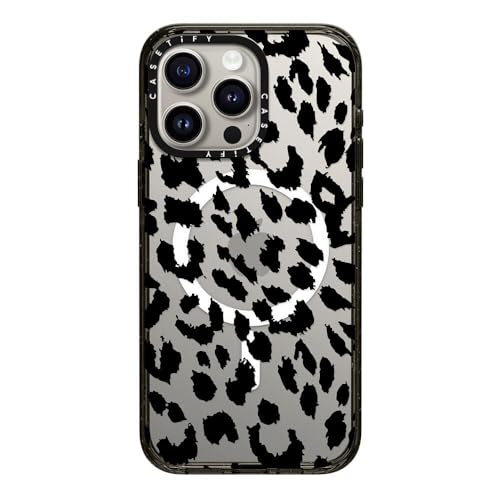 CASETiFY MagSafe �Ή��C���p�N�g iPhone 15 Pro Max �P�[�X [MIL�K�i���� (4x MIL-STD-810G) / 2.5m����̗����������N���A] - Lacie Leopard - �u���b�N