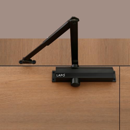 Image of LAPO Aluminium Automatic Hydraulic Door Closer for Home & Office | Double Speed Soft Closing Door Closer for Wooden Doors | Adjustable Closing Speed | Supports Doors Up to 80 Kg | Black Finish