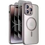 Symcele Designed for iPhone 14 Pro Case, Compatible with MagSafe, with Privacy Screen Protectors X2, [Camera Protection] [15FT Military Drop Protection] Shockproof Phone Case, 6.1', Natural Titanium