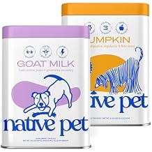 Native Pet Goat Milk Powder for Dogs 120 Scoops & Pumpkin Powder for Dogs 60 Scoops - Organic Goat Milk Food Topper for a Healthy Digestive System & Organic Pumpkin Fiber