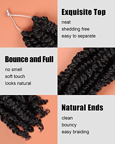 12 Inch Pre-Twisted Passion Twist Crochet Hair 8 Packs Pre-Looped Short Passion Twist Braiding Hair (1B/Natural Black) #TOP2