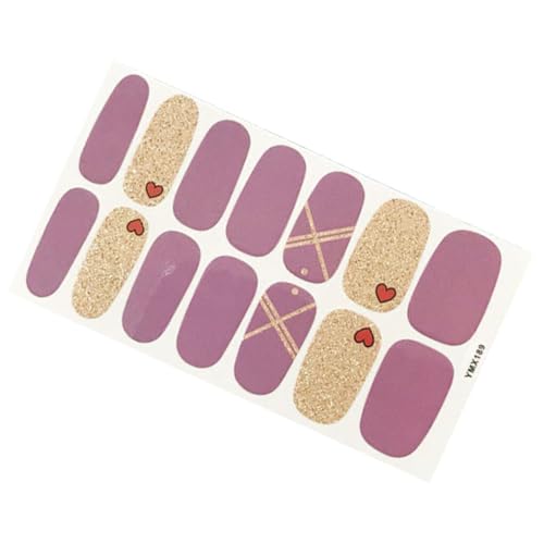 QUXVUIS Pegatinas para decoración de uñas, envolturas autoadhesivas para uñas con correa, pegamento, puntas de tira esmalte, decoración artística DIY, suministros belleza cobertura completa, YMX189