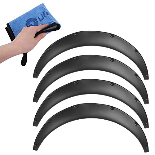 ライフパレット オーバーフェンダー 汎用 4枚 PP製 艶消し 黒 マットブラック ハミタイ対策 極太タイヤ 旧車 バーフェン セダン 軽自動車 ミニバン 洗車用タオル付き (大サイズ4枚)