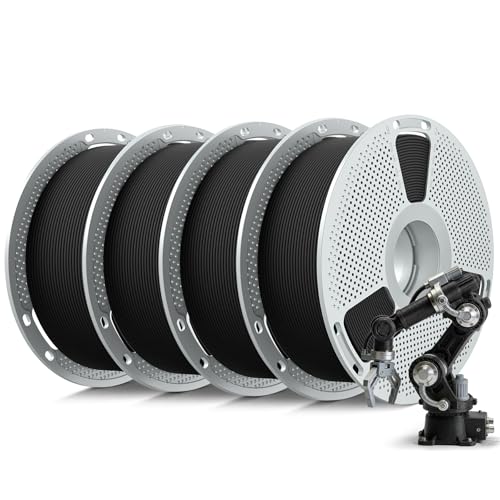 SUNLU Nylon PA6-CF & PA12-CF Carbon Fiber Combo 1.75mm 3D Printer Filament – 20% CF Reinforced and High Precision Engineering, 4kg in Total, 1kg per Spool, 4 Pack, 4000g, (4xBlack)