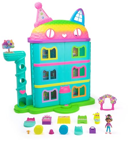 A casa de bonecas de GABBY - casa festiva com som, figura GABBY'S DOLLHOUSE, 10 ACESSÓRIS e 2 caixas surpresa - 6071380 - brinquedos meninas 3 anos presente menina 3 anos +
