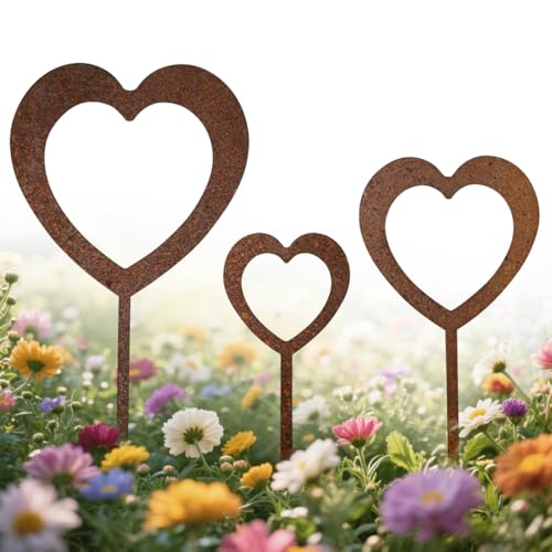 Esshogo 3er Set Herzen Stecker Gartendeko, Rost Gartenstecker Herz, Gartendeko Gartenstecker, Stahl Rost Edelrost wetterfest, Garten Beet Roststecker Blumenstecker Esshogo 3er Set Herzen Stecker Gartendeko, Rost Gartenstecker Herz, Gartendeko Gartenstecker, Stahl Rost Edelrost wetterfest, Garten Beet Roststecker Blumenstecker