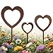 Esshogo 3er Set Herzen Stecker Gartendeko, Rost Gartenstecker Herz, Gartendeko Gartenstecker, Stahl Rost Edelrost wetterfest, Garten Beet Roststecker Blumenstecker