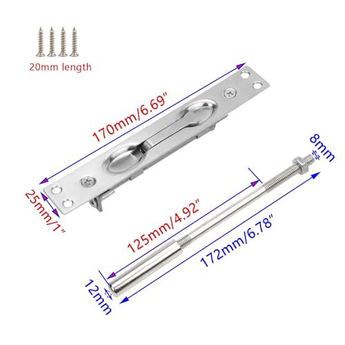LC LICTOP Brushed Stainless Steel Lever Extension Flush Bolt for Fire-Rated Swinging Hollow Metal Doors 6.7 INCH 2Set - Image 2