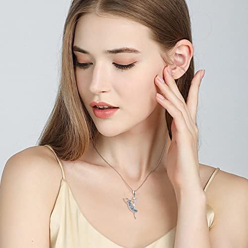 PRAYMOS Dancing Ballerina Necklace 925 Sterling Silver Blue/Pink/Purple Zircon Ballet Pendant Dancer Jewellery Birthday Recital Gift for Women Girls Teens