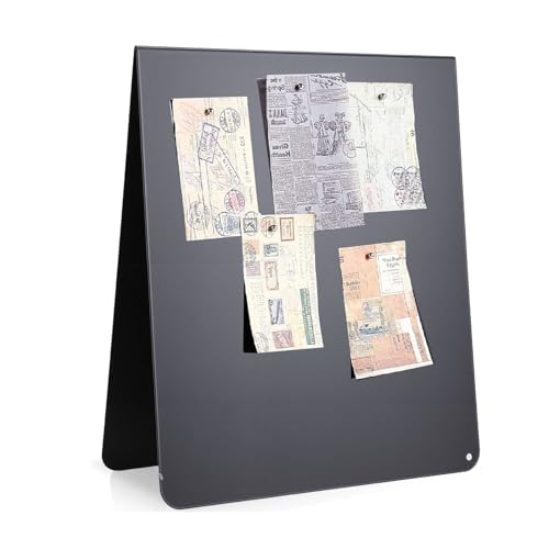 ZJchao Tableau D'affichage de Table, Tableau Mémo en Métal Double Face de 12x10 Pouces avec Finition Noire Mate pour Cuisine, Bureau, Maison, Salle de Classe