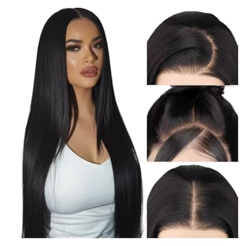 26 Inch Long Straight Hair Parted In The Middle,High-temperature Matte