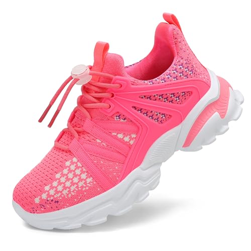 Xingfujie Running Shoes for Boys Slip on Sneakers Kids Lightweight Comfy Strap Girls Running Shoes Deep Pink Size 12.5 Little Kid