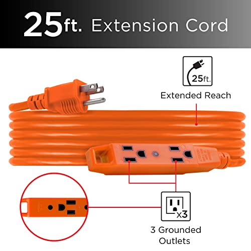 Ultrapro 51924 25 Ft Indoor Extension Cord 3 Outlet Extension Cords Outlet Power Strip Short Extension Cord thumb #4