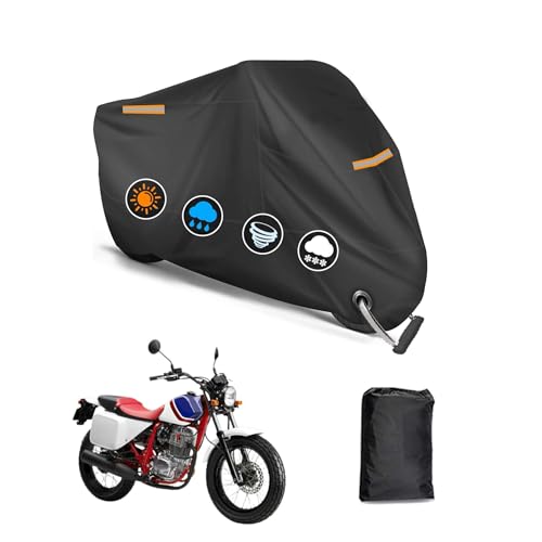 バイクカバー ホンダ FTR223 FTR 専用 バイクカバー バイクボディーカバー 3つの反射ストリップ 原付カバー UVカット 凍結防止カバー 車体カバー 盗難防止 ワンタッチバックル付き ロック穴付き オールシーズン対応 【収納バッグ付き】