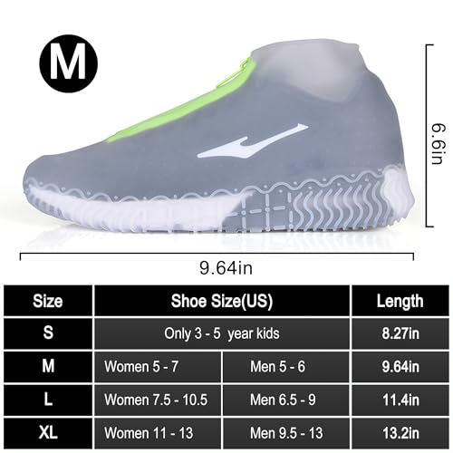 ydfagak Waterproof Shoe Covers, Reusable Foldable Not-Slip Rain Shoe Covers with Zipper,Shoe Protectors Overshoes Rain Galoshes for Kids Men and Women (M (Women 5.5-7.5, Men 5-6.5), Transparent) - Thumbnail 6