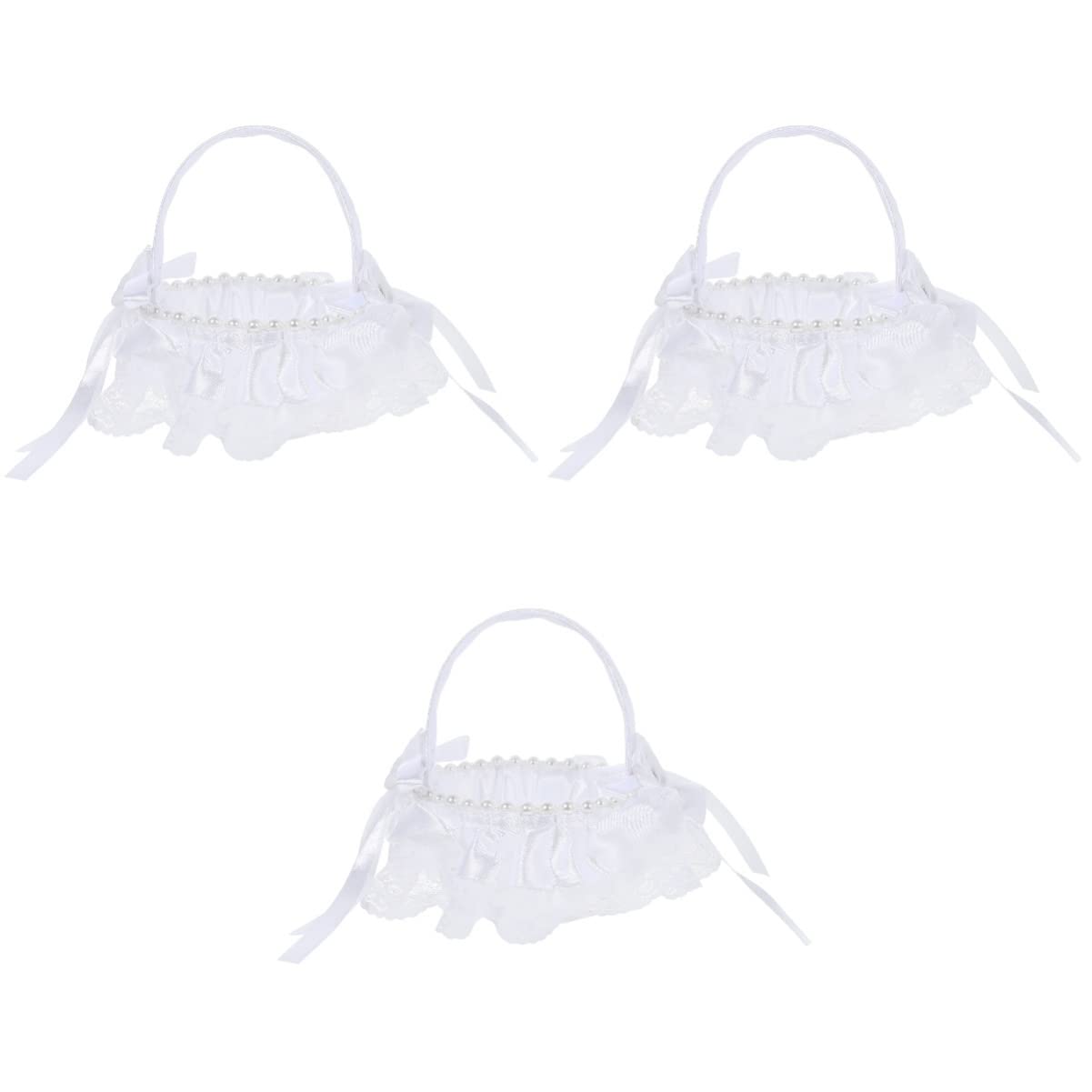 HOMSFOU 3 Pcs Bodas Creative Flower Girl Scatter Basket Lightweight for Portable