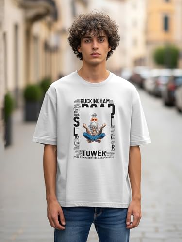 Image of BULLMER Trendy Front and Back Printed Oversized Round Neck T-Shirt for Men - Pack of 2