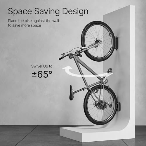 Bike-Wall-Mount-for-Garage-Holds-77lbsSwivel-Indoor-Bike-Storage-4-Pack-Adjustable-65-angle-for-space-saving-storage-Fits-most-bikes-with-tires-under-315H35W-Ideal-for-garage-entryway
