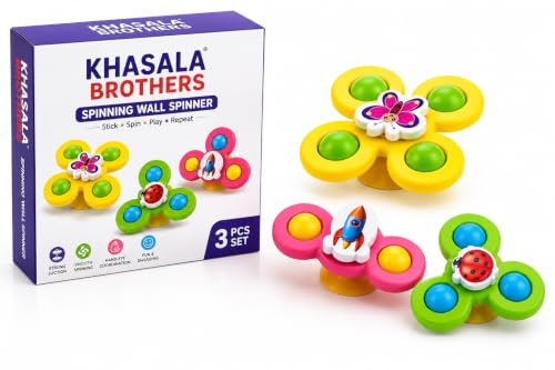 Image of Khasala Brothers Baby Strong Suction Cup Round Sensory Non-Toxic Toys for Kids,Colorful Lovely Attractive Bath Toys Airplane Car Travel Table & Window Toys (3pcs Butterfly)