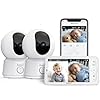 ARENTI Babyphone 2 Caméra Bébé, Baby Phone Vidéo Connecté Smartphone, 1080P Baby Moniteur Vidéo avec VOX, Détection de Température, Alertes Intelligentes/Vision Nocturne/Suivi Automatique