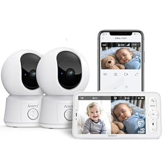 ARENTI Babyphone 2 Caméra Bébé, Baby Phone Vidéo Connecté Smartphone, 1080P Baby Moniteur Vidéo avec VOX, Détection de Température, Alertes Intelligentes/Vision Nocturne/Suivi Automatique