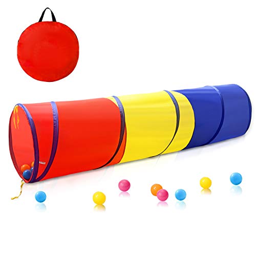 Kids Play Tunnel for Toddlers, Pop Up Crawl Through Tunnel Play Tent for Baby Infant Children or Dog, Kids Tunnel Toys or Gift Indoor & Outdoor (Classic Crawling Tunnel)