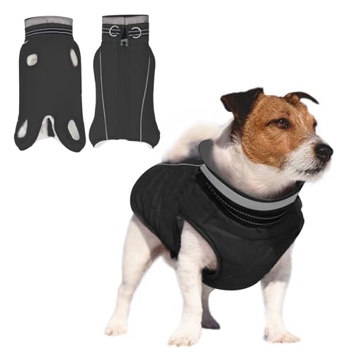 JULY'S SONG Hundejacke Fleece gefüttert Hundemantel Ärmellose Baumwolle Mit Brustgurt Gurt Reflektierende Streifen Design Warme Hunde Bekleidung für Winter Herbst