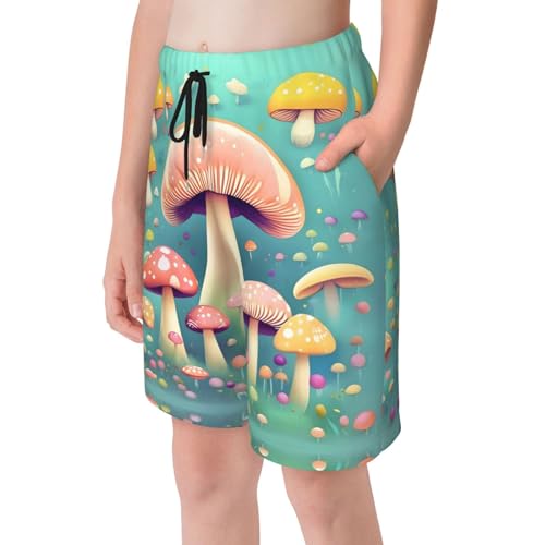 Pretty Little Mushrooms Youth Beach Pants, Soft and Breathable, with Drawstring Waist, Suitable for Sports and Leisure.4