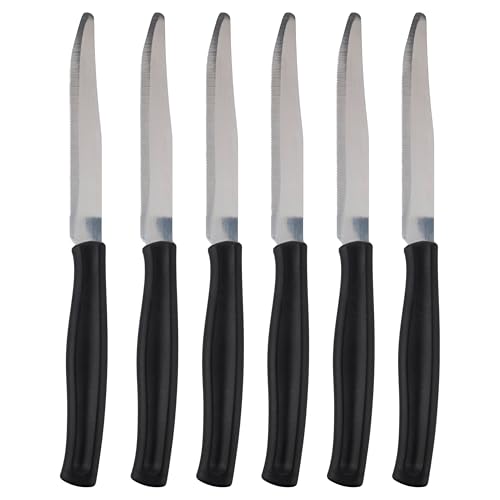 Set 6 coltelli da tavola, Lama seghettata in Acciaio Inox, Manico in plastica PP, Nero, SìChef
