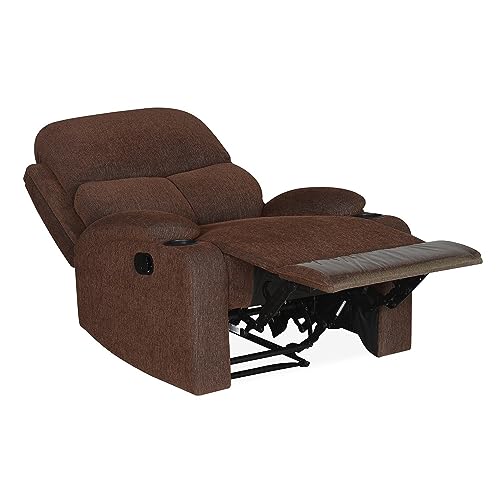 Image of Torque - Simon 1 Seater Fabric Manual Recliner | Recliner Sofa /Chair for Living Room, Bedroom, Office (Brown) | 1 Year Warranty