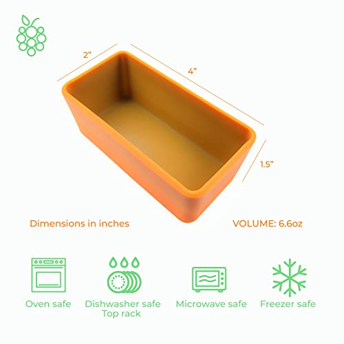 Rectangular Silicone Lunch Box Dividers 3Pcs - Bento Box Divider 4"X2"X1.5" - Cupcake Baking Cups - Bento Box Accessories Meal Prep Containers #TOP3