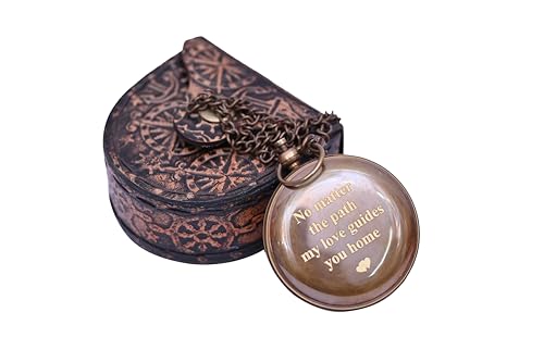 Brújula vintage de latón grabada 2 pulg miniatura 3