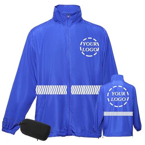 YOWESHOP Customized Hi-Vis Lightweight Thin Windbreaker Jacket Sun Protection Safety Jacket for Outdoor Worker,Blue1,S