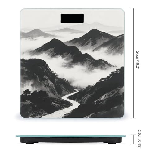 Báscula digital de baño Black and White Mountain vidrio templado miniatura 2